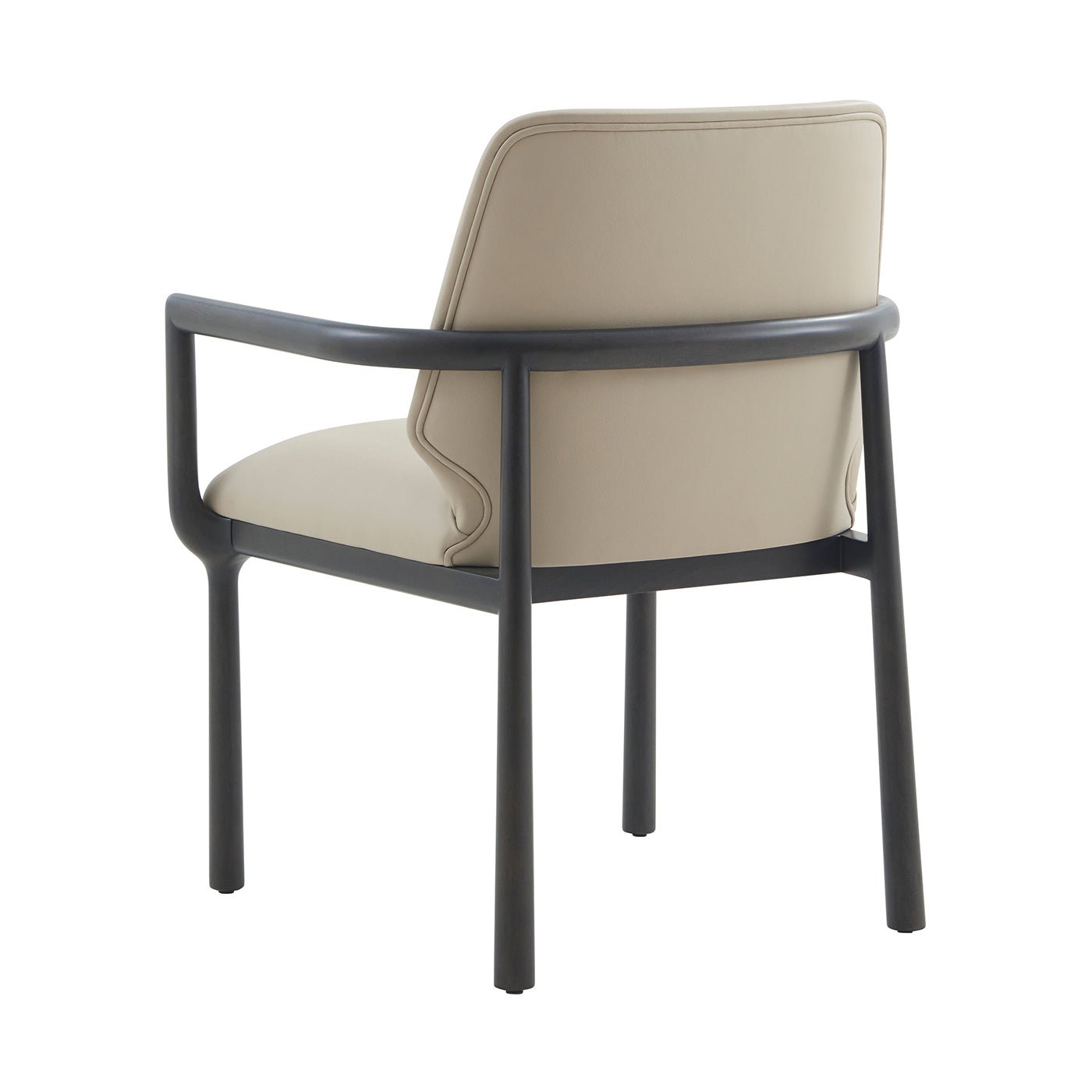 Art Deco dining armchair back view, leather upholstery.