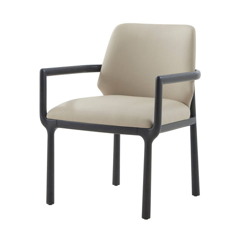 Black Art Deco Dining Armchair - Leather