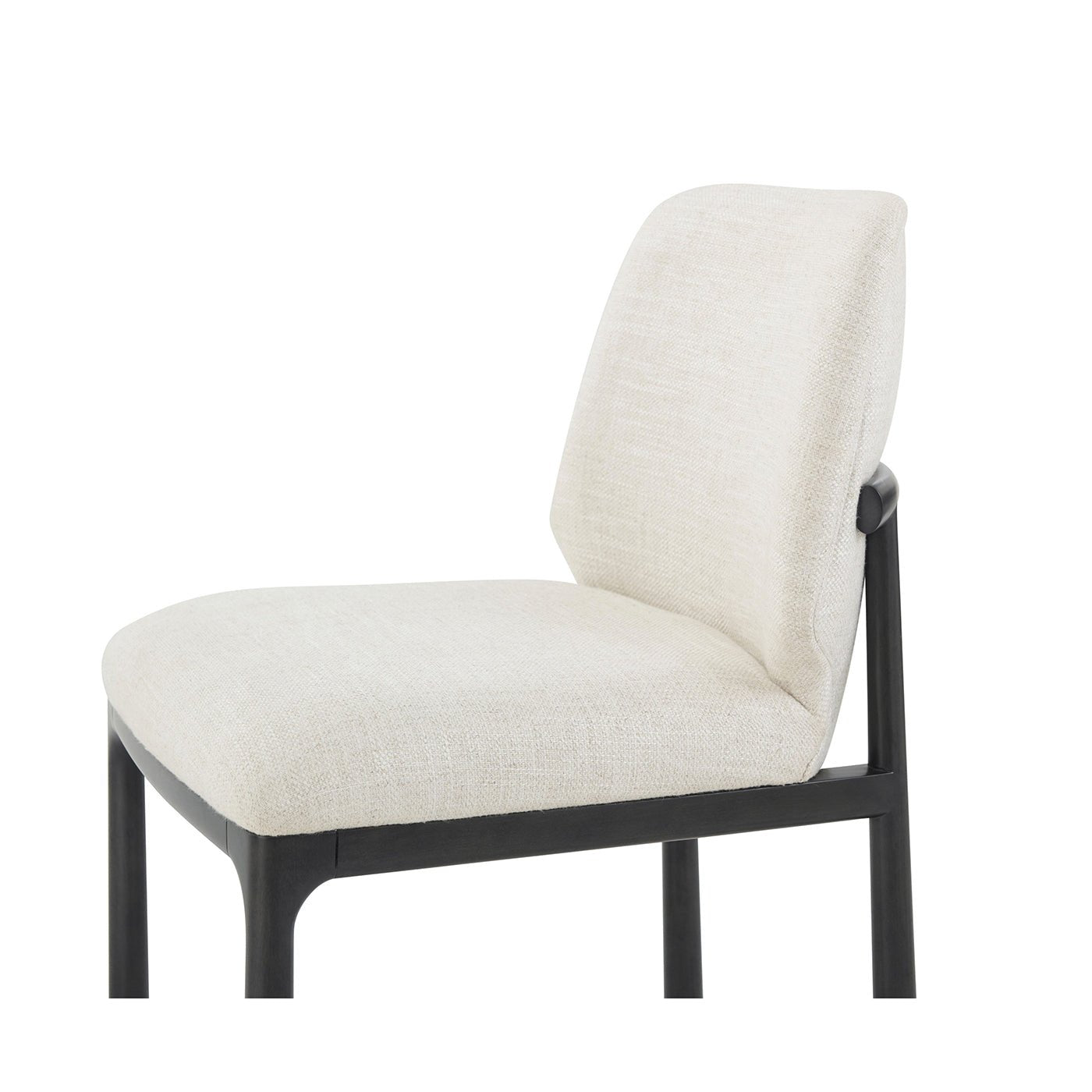 Cushion detail on Black Art Deco dining chair.