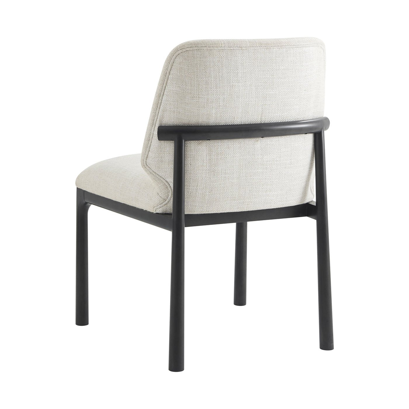 Black Art Deco dining chair back view, sleek design.
