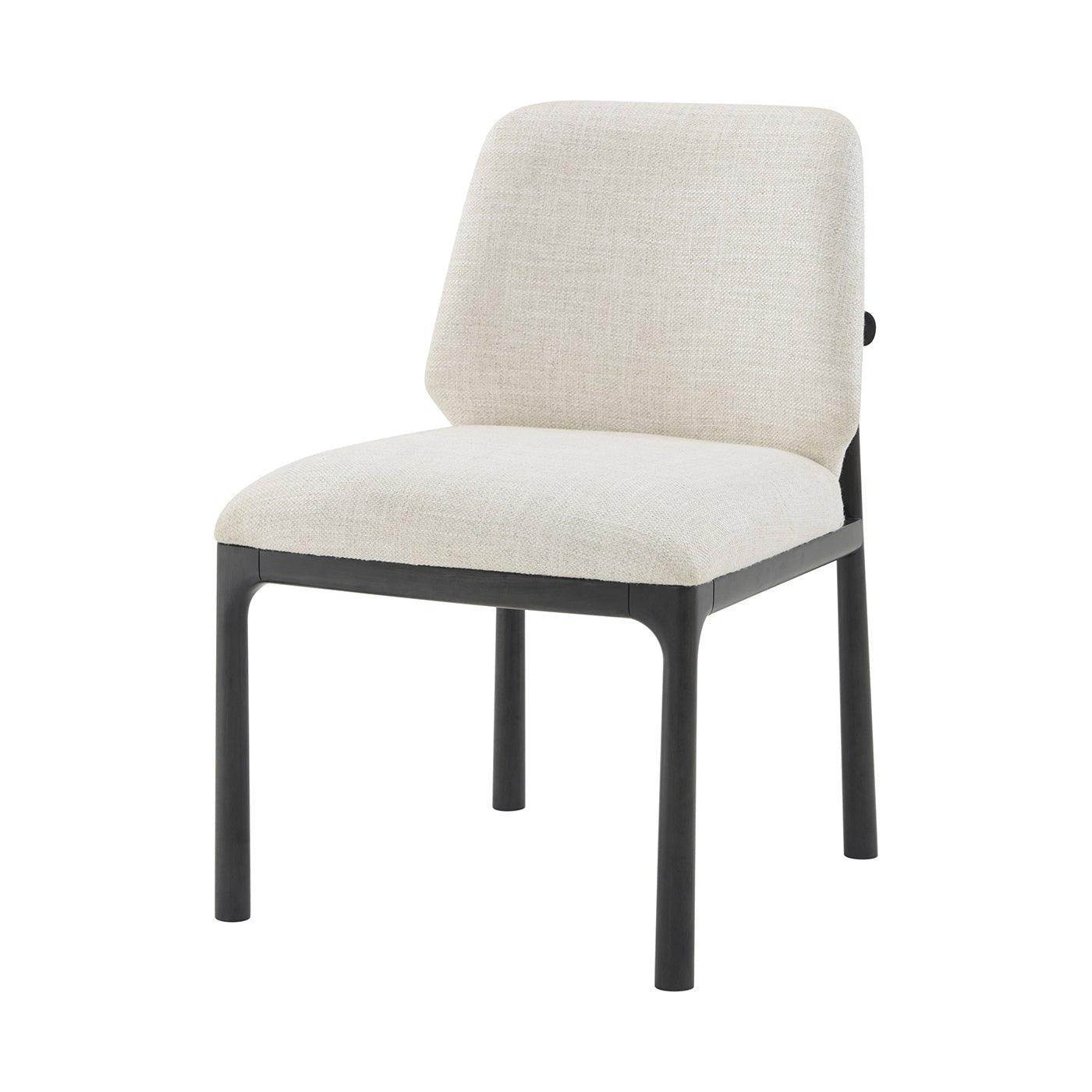 Black Art Deco dining chair front view, fabric upholstery.