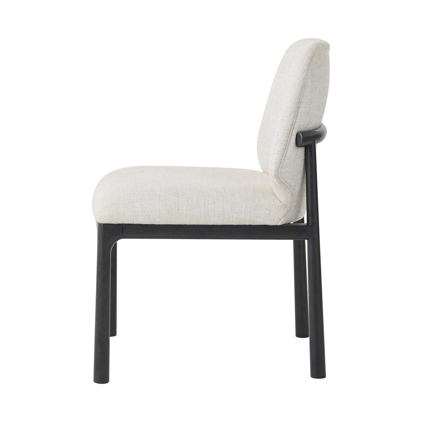Side profile of Black Art Deco dining chair.