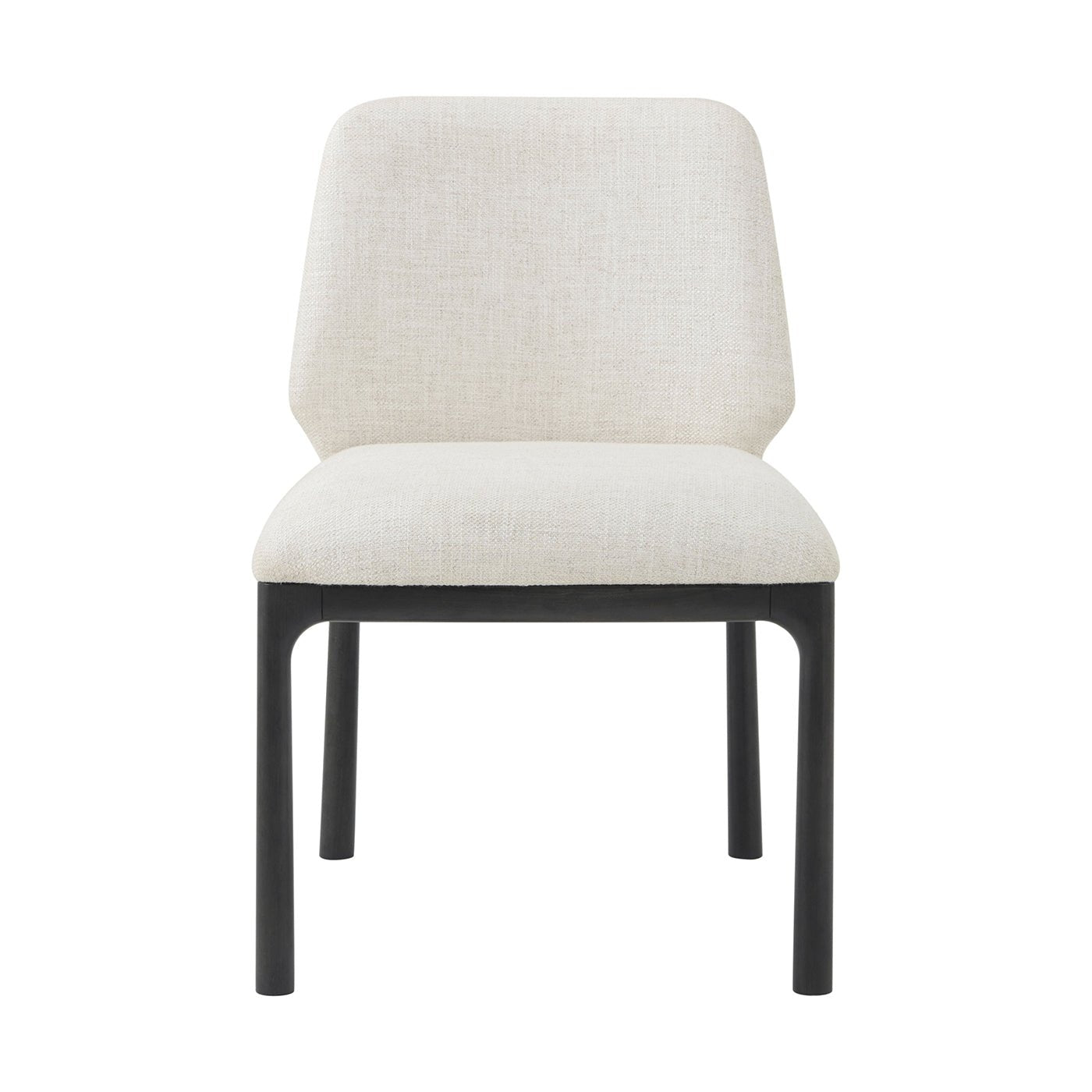 Front close-up of Black Art Deco dining chair.