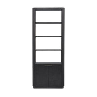 Front view of black Art Deco bookcase with shelves