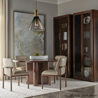 Curio cabinet in dining room with alternate finish