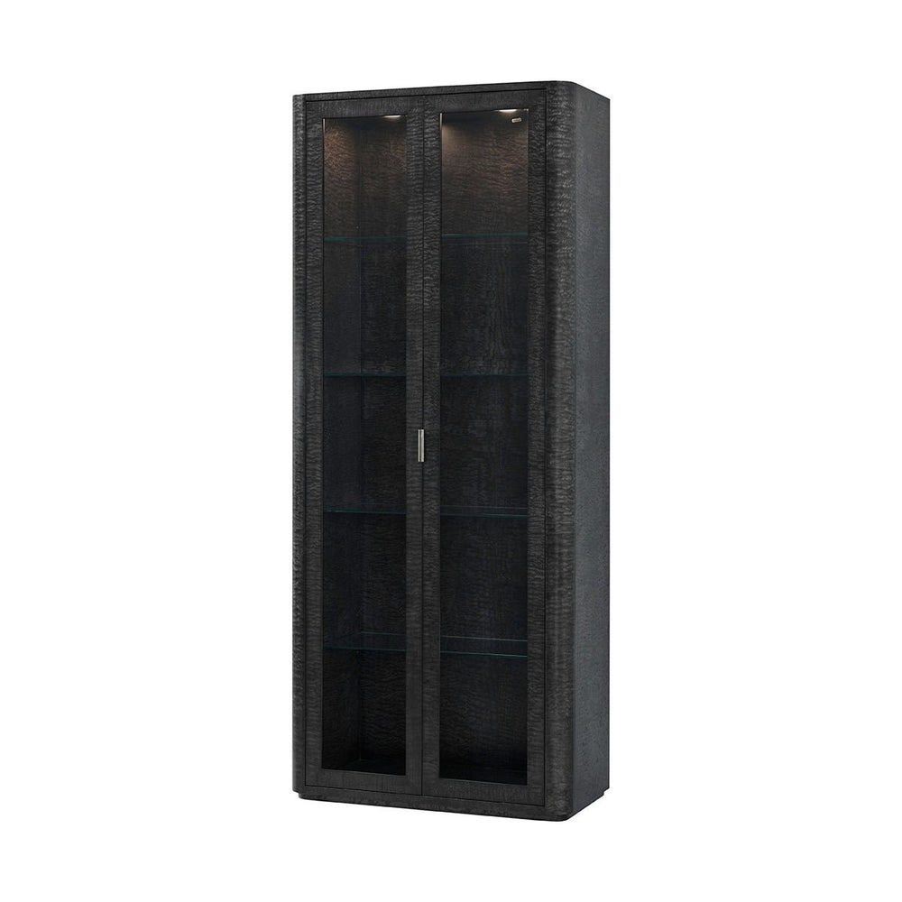 Black Burl Art Deco curio cabinet front view