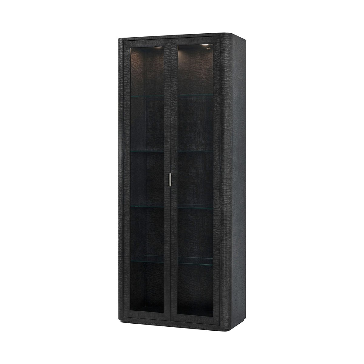 Black Burl Art Deco curio cabinet front view