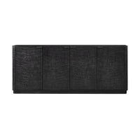 Black sideboard front view with smooth finish.