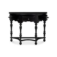 Console table showing central drawer open, front view.