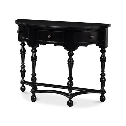 Black Demilune Console Table with Drawers