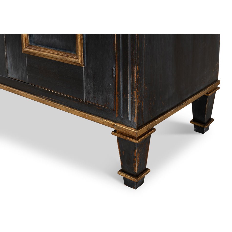 Black French sideboard leg detail and finish.