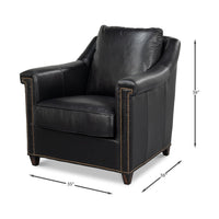 Dimensions of black leather accent chair with studs.