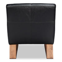 Black Leather Slipper Chair with Oak Sled Base - additional view