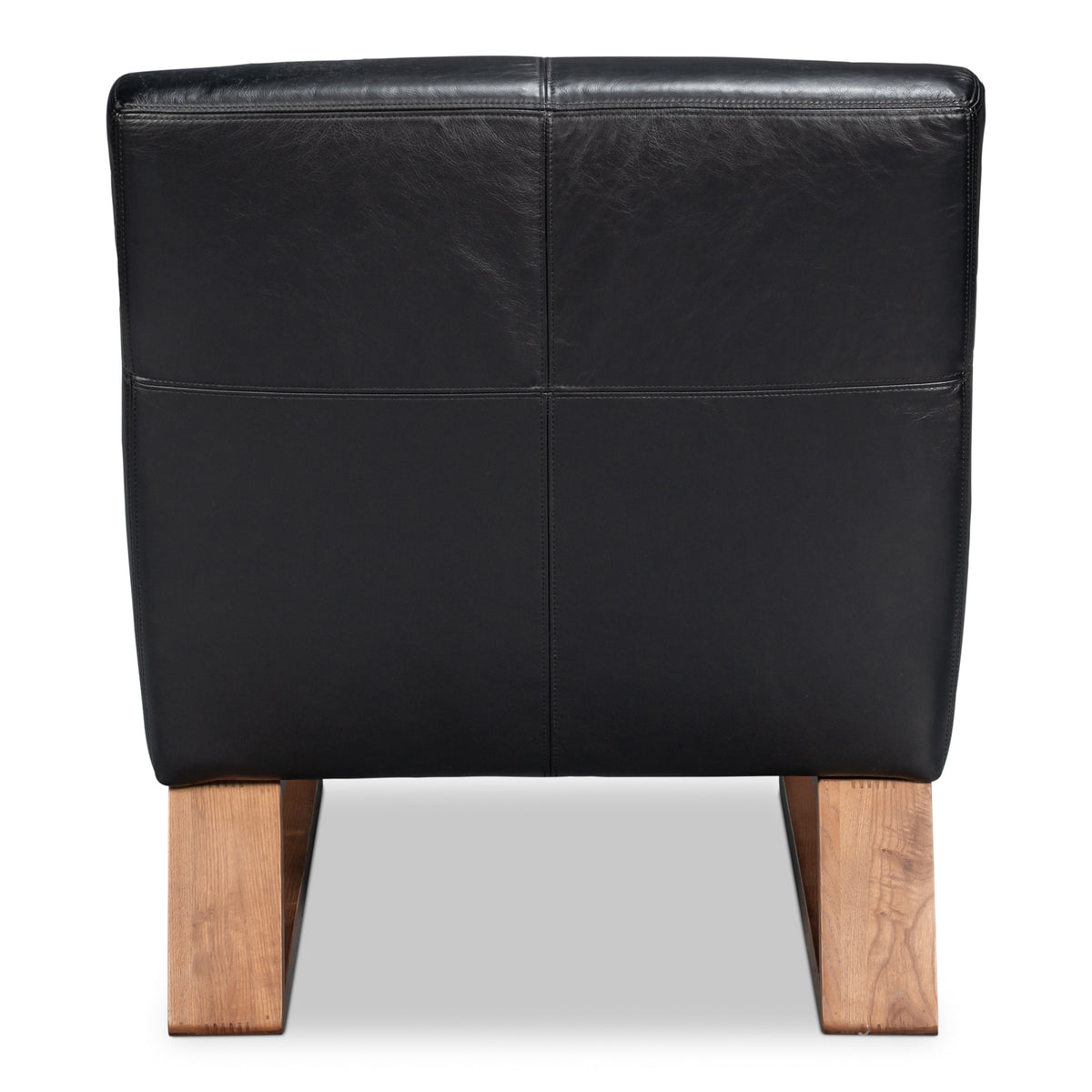 Black Leather Slipper Chair with Oak Sled Base - additional view