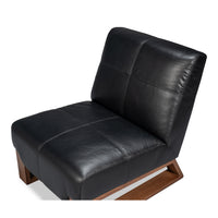 Black Leather Slipper Chair with Oak Sled Base - additional view
