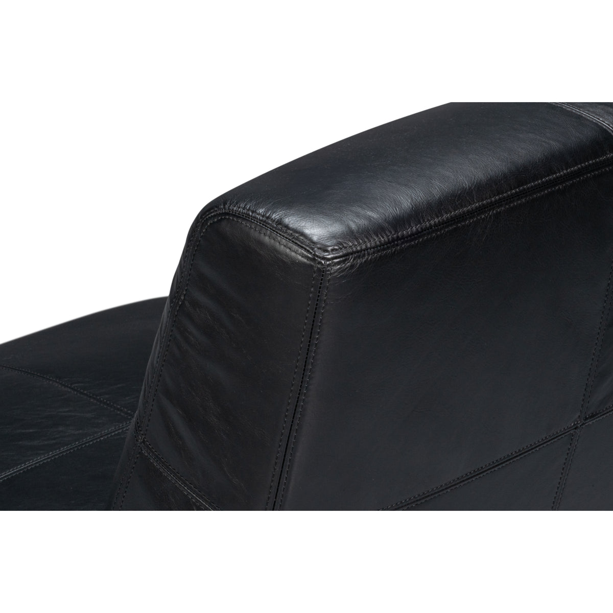 Black Leather Slipper Chair with Oak Sled Base - additional view