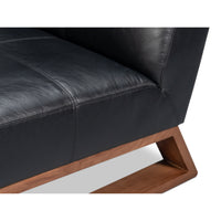 Black Leather Slipper Chair with Oak Sled Base - additional view