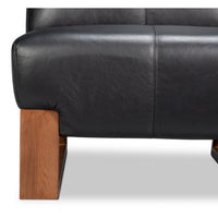 Black Leather Slipper Chair with Oak Sled Base - additional view