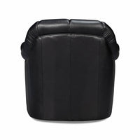 Back view of swivel chair, seamless black leather.