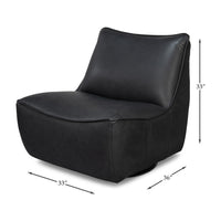 Dimensions of black leather swivel slipper chair.