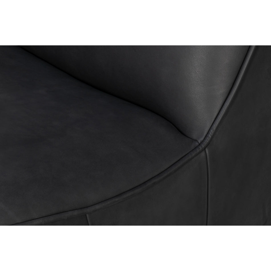Close-up of seat stitching on swivel slipper chair.
