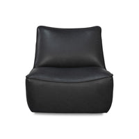 Black leather swivel slipper chair front view.