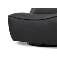 Base and front cushion of black swivel chair.