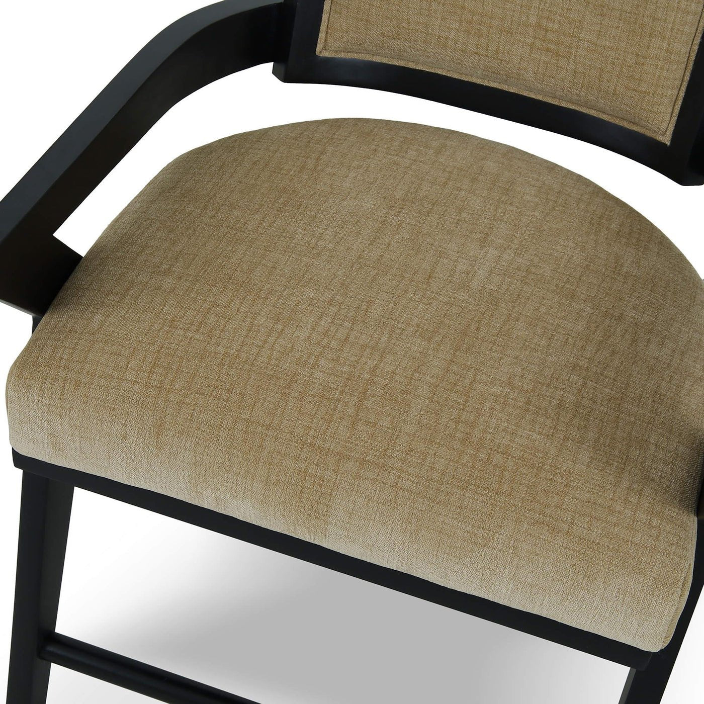 Top view of seating on Black Mid-Century Armchair.