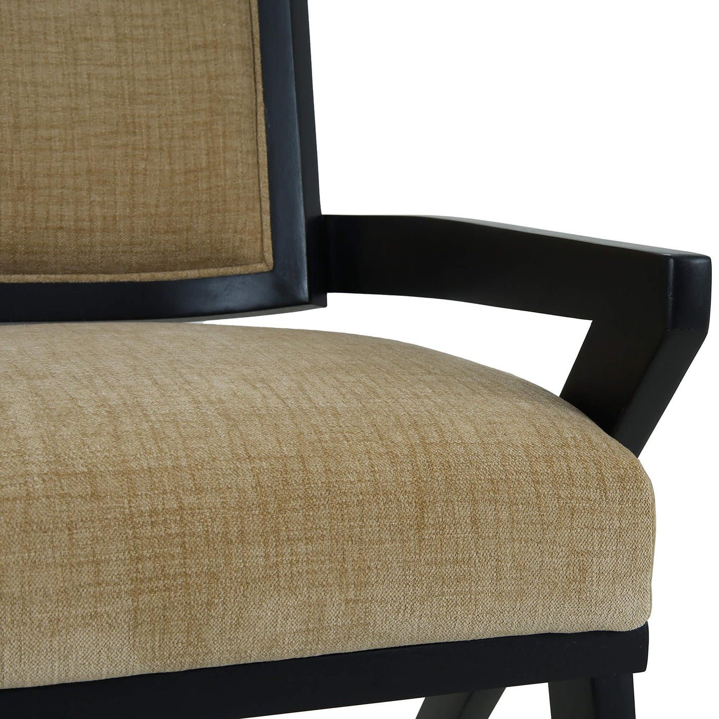 Cushion detail on Black Mid-Century Dining Armchair.