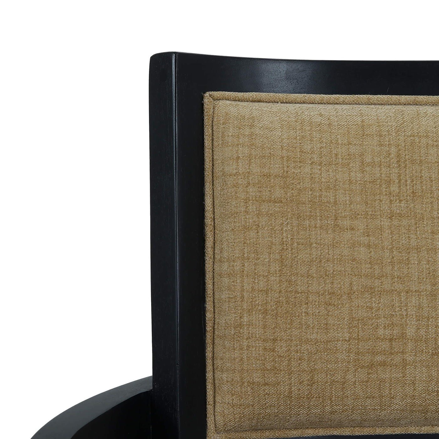 Close-up of backrest and arm on armchair.