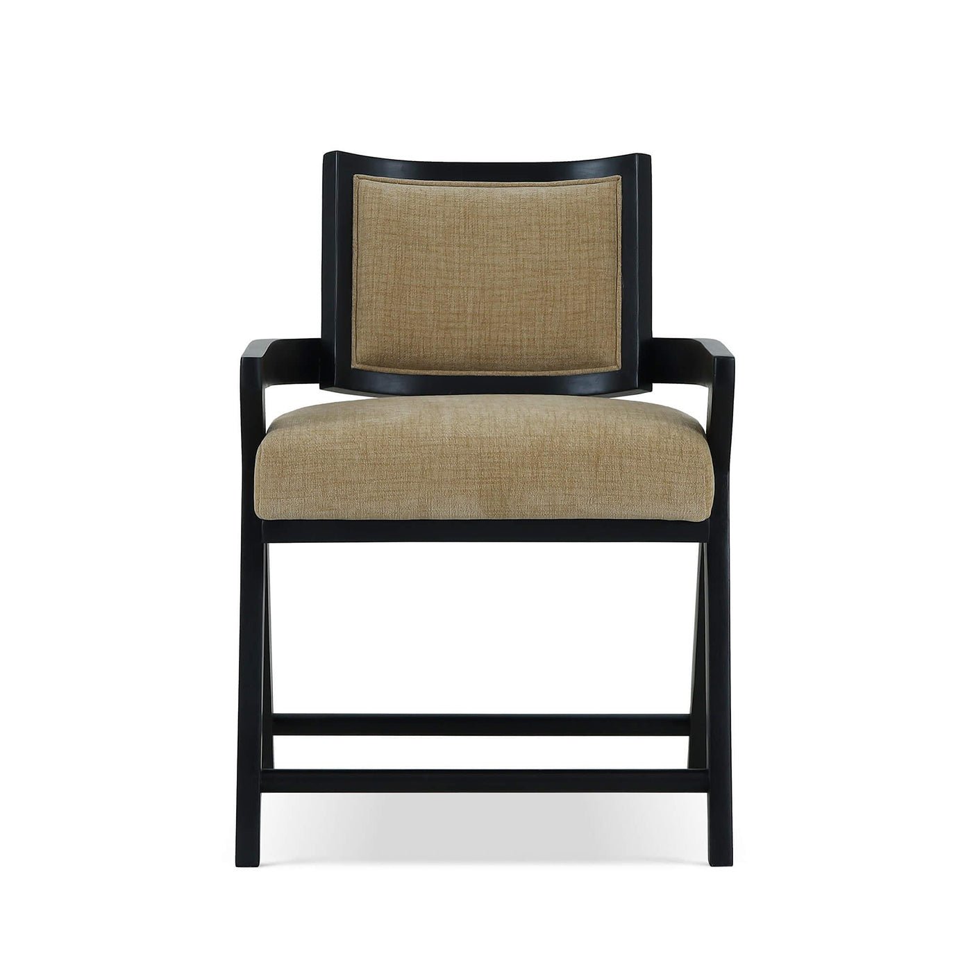 Front close-up of Black Mid-Century Dining Armchair.