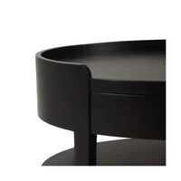 Close-up of top edge of oval side table.