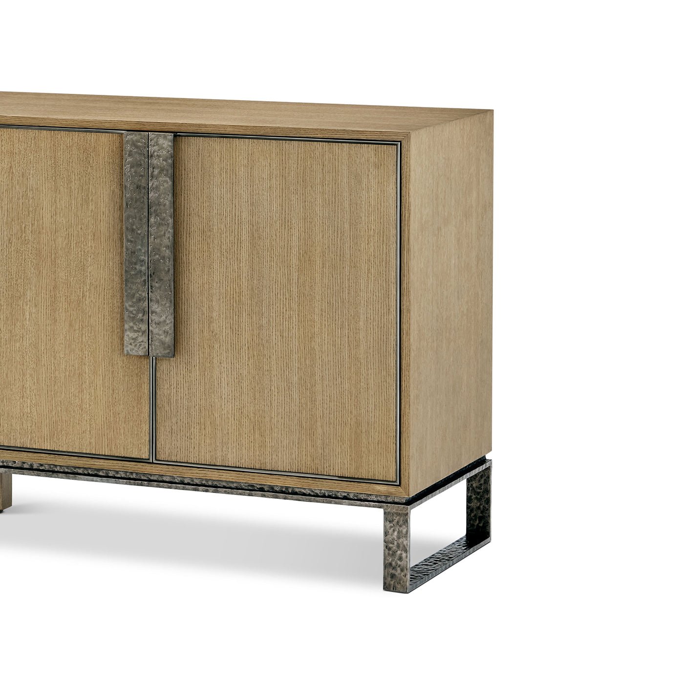 Side view of blonde wood industrial media cabinet.