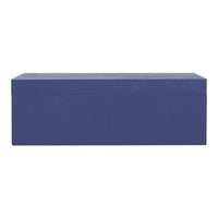 Blue Leather Nesting Boxes with Brass Tassels, Set of 3