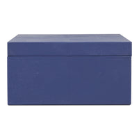 Blue Leather Nesting Boxes with Brass Tassels, Set of 3