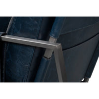Frame and blue leather detail, accent chair.