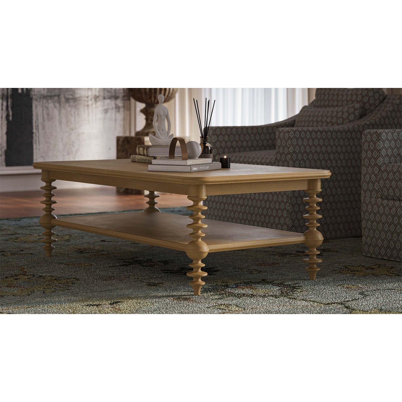 Bobbin Leg Coffee Table in living room setting.