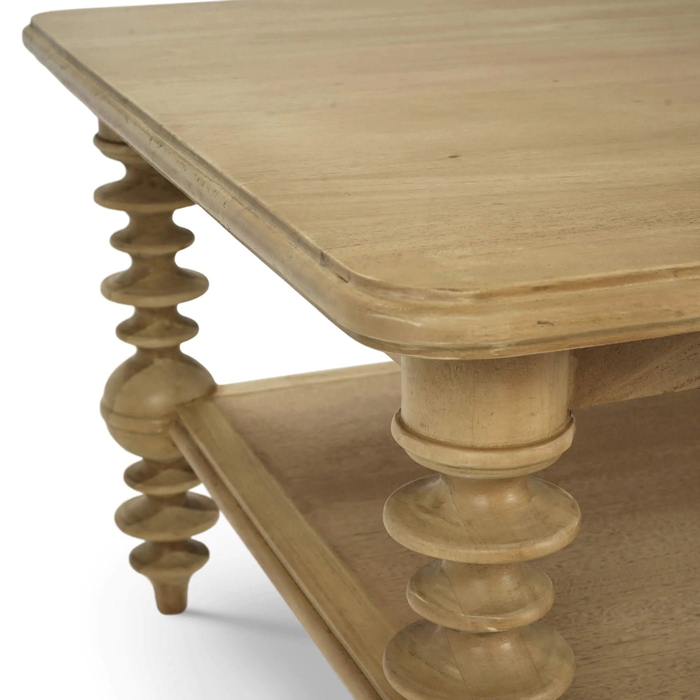 Close-up of Bobbin Leg Coffee Table legs.
