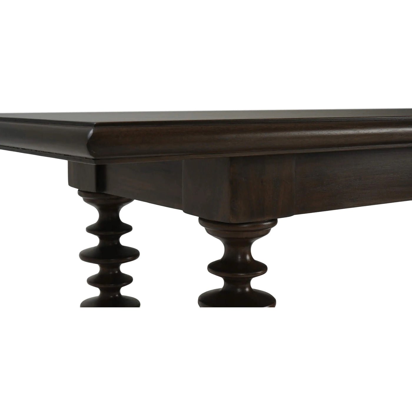Detailed view of tabletop and bobbin legs connection.
