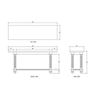 Diagram showing dimensions of bobbin leg console table.