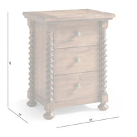Dimensions of wooden nightstand height, width, depth specifications.