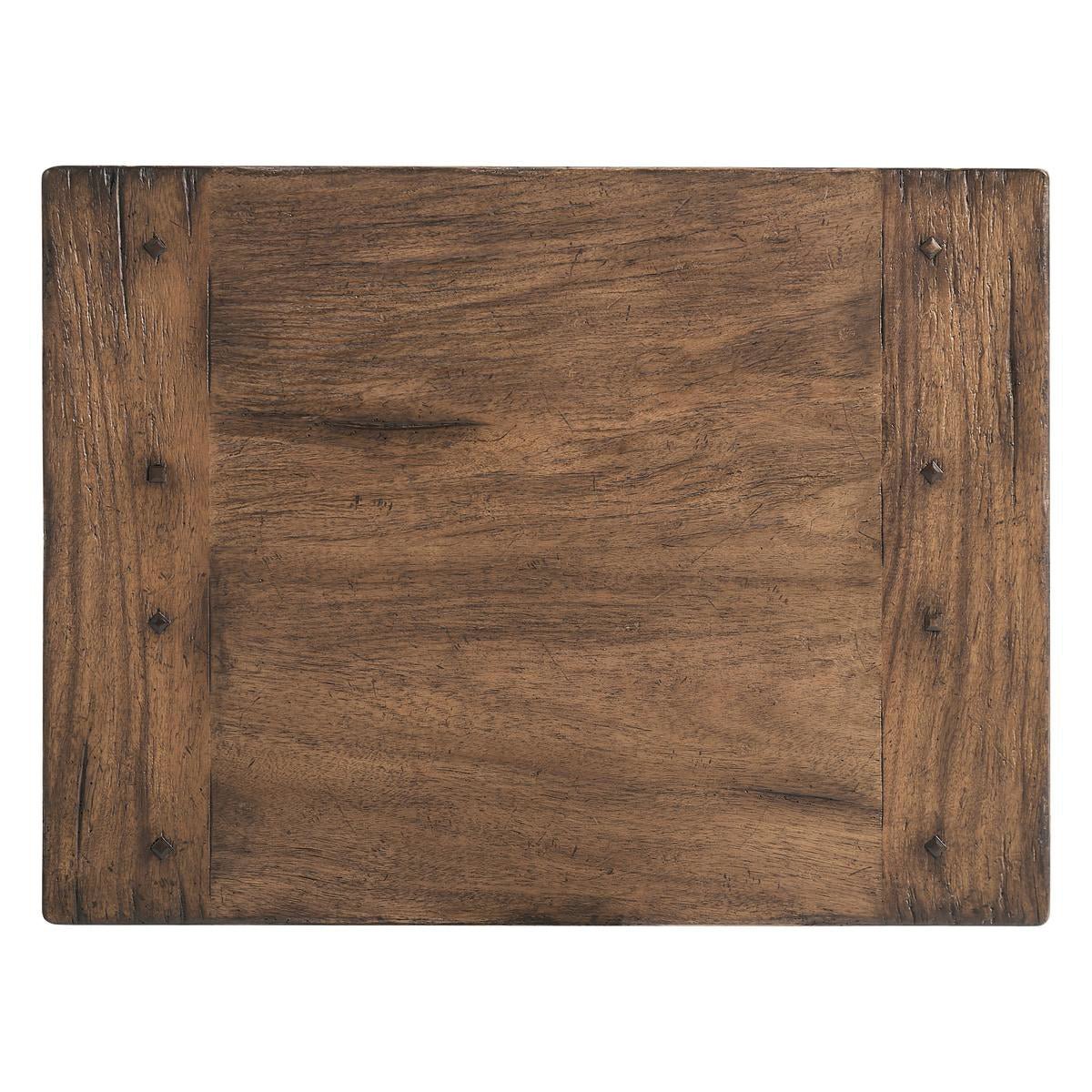 Top surface of wooden nightstand showcasing wood grain.
