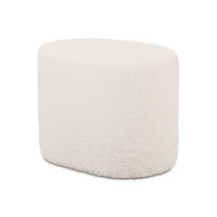 White boucle ottoman product on plain background.