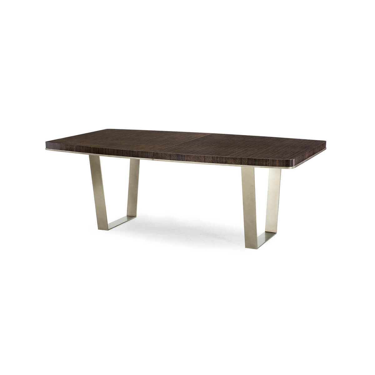 Angled side view of Art Deco extension dining table.