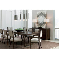 Dining room with Art Deco table and chairs setup.