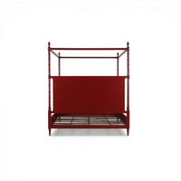 Faux Bamboo Upholstered King Canopy Bed - Scarlet Finish, rear frame view