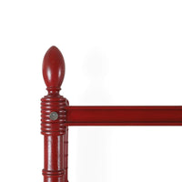 Faux Bamboo Upholstered King Canopy Bed - Scarlet Finish, finial detail