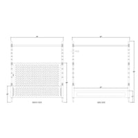 Faux Bamboo Upholstered King Canopy Bed - Scarlet Finish, dimensional drawing