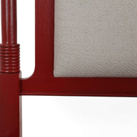 Faux Bamboo Upholstered King Canopy Bed - Scarlet Finish, upholstered headboard detail
