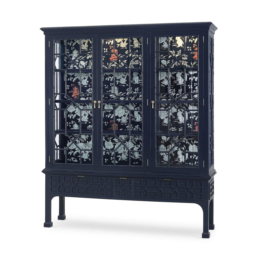 Chippendale Style Faux Bamboo Display Cabinet - Three-quarter view
